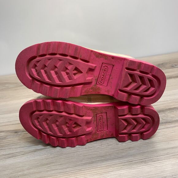 COACH Plaid Rubber Rain Boots Size 6 M Women's multi-colored Paisley A7107 - Picture 4 of 13